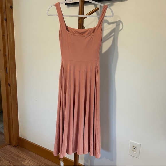 OGL Square Neck Flowy New Airy Brami Midi Dress Rose Mauve XS - Picture 2 of 5